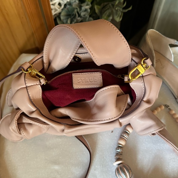 STAUD Blush Mini Bag with Bow Accents, $100, NWOT, 10” wide, 6” high,  strap 45” - Picture 2 of 5